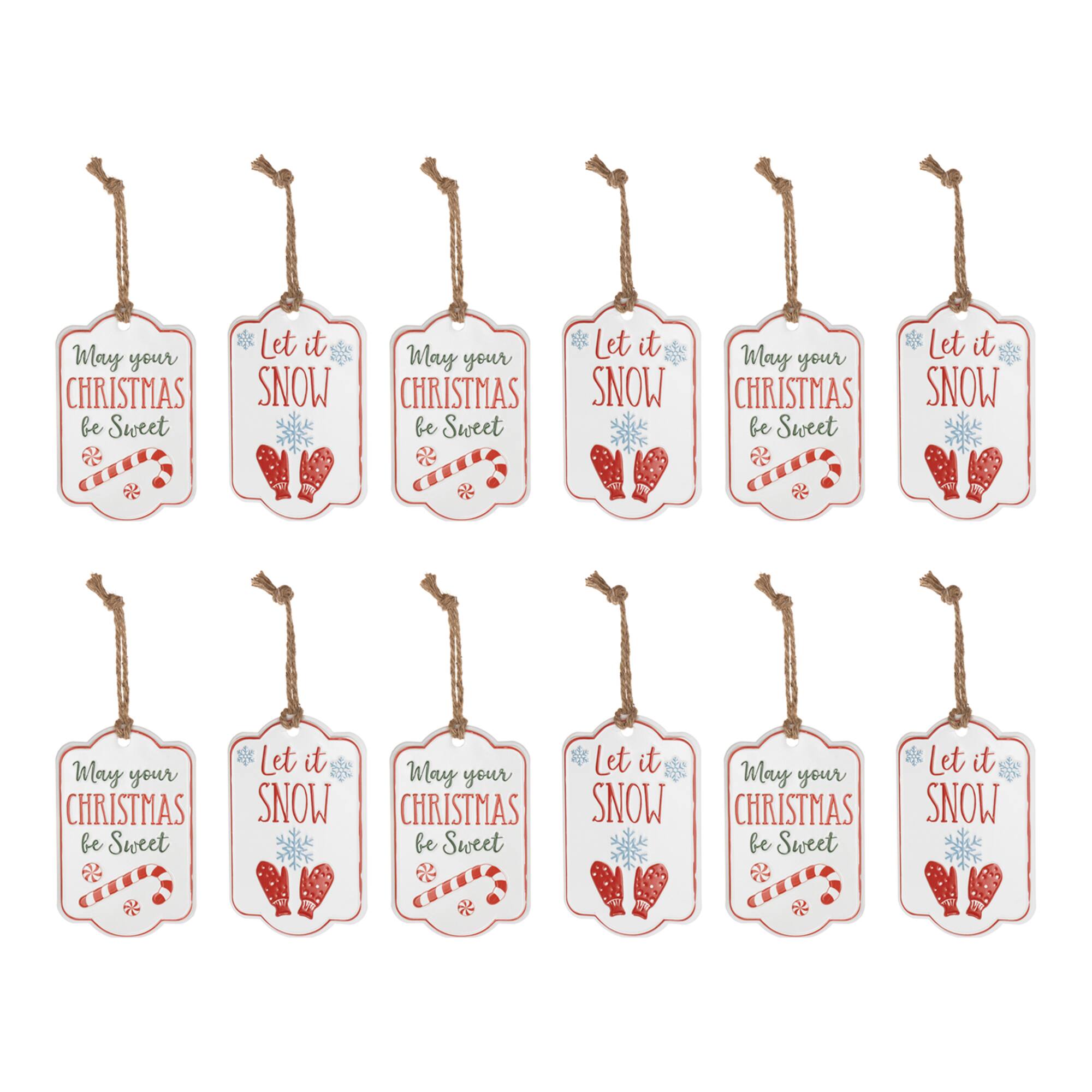 Metal Holiday Sentiment Tag Ornament Set